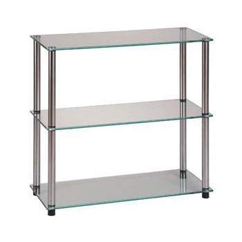26.5" Designs2Go Classic Glass 3 Shelf Bookshelf - Breighton Home