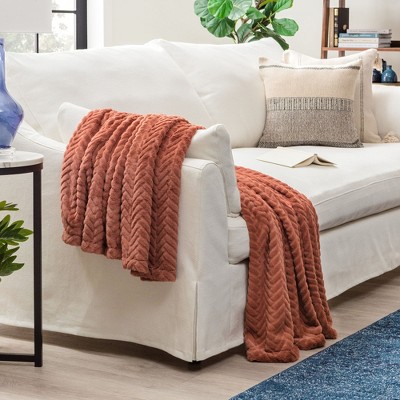 Chanasya Faux Fur Embossed Fuzzy Throw Blanket