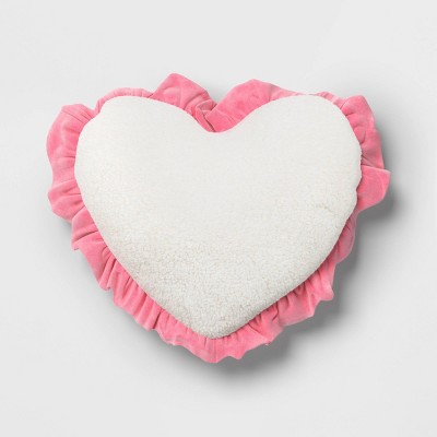 Oversized Heart Velvet Pillow with Faux Shearling Reverse Pink/Ivory - Threshold™