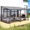CLIHOME 14 ft. x 8 ft. Aluminum Sloped Roof Hardtop Pergola with UV-Blocking Polycarbonate Patio Cover for Outdoor Living - 4 of 4
