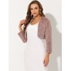 Allegra K Women's Cropped Open Front Collarless Long Sleeve Faux Fur Jacket - 2 of 4