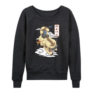 Women's - Avatar: The Last Airbender - Appa Flying Lightweight French Terry Wide Neck Long Sleeve Shirt - 1 of 4