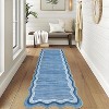 Solid Scalloped Modern Runner Rug, Non-Slip Low Pile Hallway Rug, Machine Washable for Kitchen, Entryway, Bathroom, Laundry Room - 3 of 4