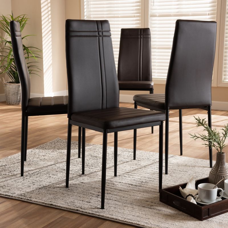 Set of 4 Matiese Modern and Contemporary Faux Leather Upholstered Dining Chairs - Baxton Studio, 5 of 8