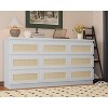 9 Drawer Dresser for Bedroom, Farmhouse Rattan Dressers & Chests of Drawers with Charging Station, Wooden Storage Organizer for Closet, Living Room - 4 of 4