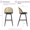 TYBOATLE Bar Stools Set, 29" Rattan Swivel Barstools with Faux Leather, Boho Mid-Century Modern Upholstered Bar Chairs for Kitchen Island - 2 of 4