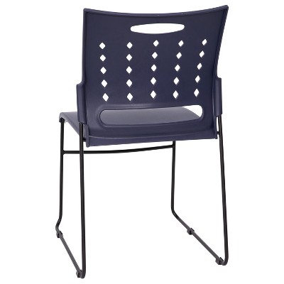 Navy Metal Ergonomic Stackable Chairs with Air-Vent Back, Set of 5