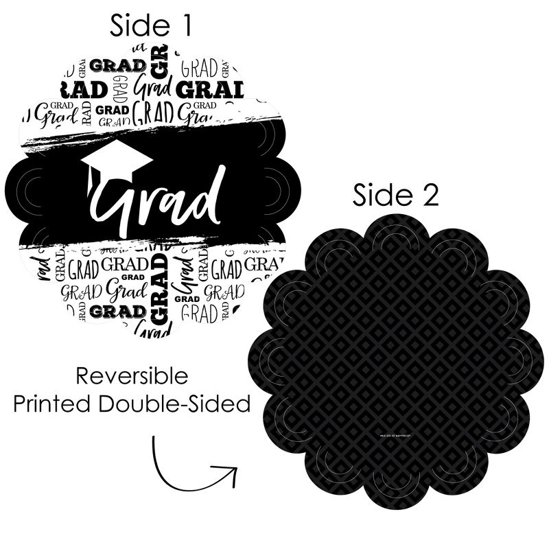 Big Dot of Happiness Black and White Grad Best is Yet to Come Graduation Party Round Table Decorations Paper Chargers Place Setting For 12, 3 of 9