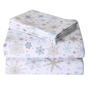 GustoWave Christmas Snowflake Bed Sheets Set with 16 Inches Deep Pocket - 1 of 4