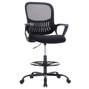 Tall Home Office Chair for Standing Desk with Adjustable Foot Ring, Ergonomic Mid Back Cushion Lumbar Support, Counter Height Chairs-The Pop Home - 1 of 4