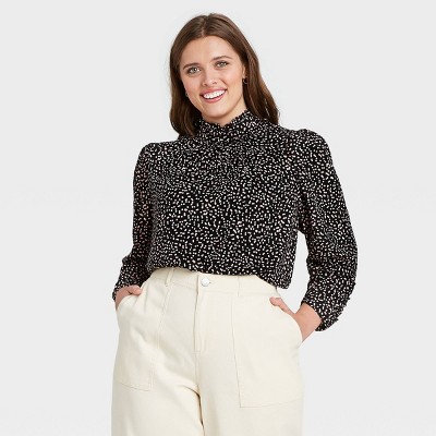 polka dot long sleeve blouse