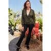 Slickblue Women's Overwrap Long Sleeve Knit Top with Front Button Detail in Olive or Black, Size S-L - 3 of 4