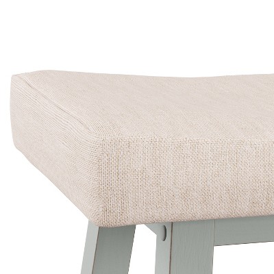 Moreno Blue Gray 24" Wood Backless Saddle Counter Stool