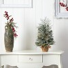 2ft. Winter Frosted Artificial Christmas Tree with 35 LED Lights in Burlap Base – Petite Holiday X-Mas Accent - 4 of 4
