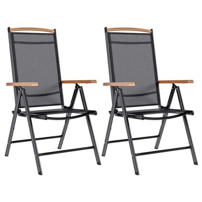 Garden Chair Set of 2 Black Powder-coated aluminum, textilene vidaXL