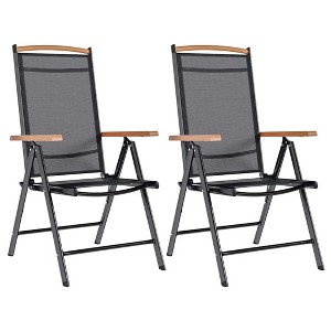 Garden Chair Set of 2 Black Powder-coated aluminum, textilene vidaXL - 1 of 4