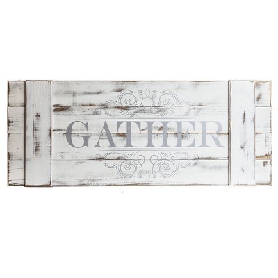 16"x40" Distressed Gather Wood Plank Wall Art White - Patton Wall Decor