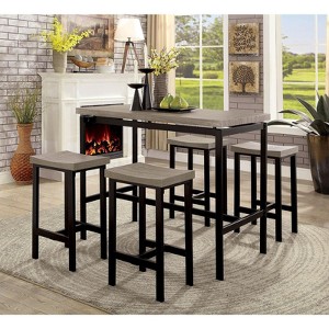 NicBex 47.25" Dining Table Set for 4 Counter Height Table Set Metal Construction PVC Plastic Top Table with 4 Stools - 1 of 4