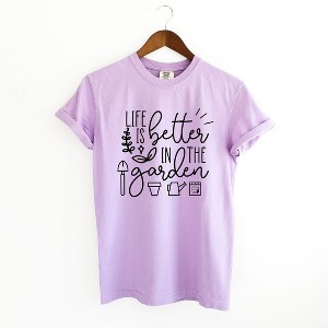Simply Sage Market Women's Life Is Better In The Garden Short Sleeve Garment Dyed Tee - 1 of 4