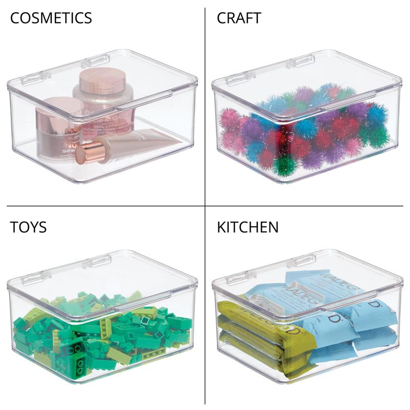 mDesign Kitchen Pantry/Fridge Storage Organizer Box - Hinge Lid, 4 Pack, 5 of 8