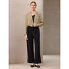 Hobemty Women Cropped Double Breasted Notched Lapel Full Lined Long Sleeve Semi Formal Suit Jacket - 2 of 4