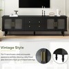 HDZNVF Retro Design TV Stand with Fluted Glass Doors for TVs Up to 78 inch, Black - 4 of 4