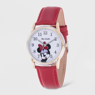 Women's Disney Minnie Mouse Two-Tone Cardiff Leather Strap Watch - Red