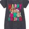 Girls' - Barbie - Happy Holidays Graphic Short Sleeve Fleece Dress - 2 of 3