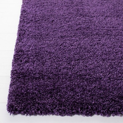 7' Square Purple Shag Synthetic Area Rug