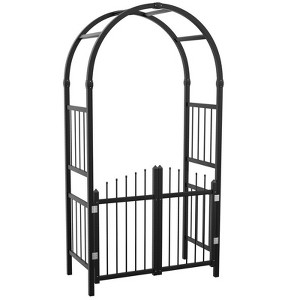 Karl Home 86 In. Black Pvc Garden Arbor With Gate - 1 of 4