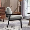 1 PC Natural Wood Armchair,Modern Fabric Upholstered Bedroom Armchair,Kitchen Dining Chair With Back Cushions And Metal Frame-Coolbibila - 3 of 4