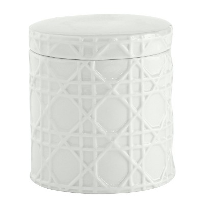 Wicker Cotton Jar White - Cassadecor