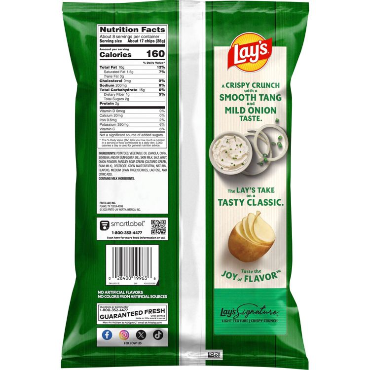 Lay's Sour Cream & Onion Flavored Potato Chips - 7.75oz, 2 of 7