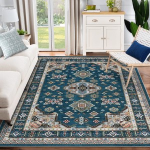 Modern Washable Area Rug for Living Room, Soft Floor Rug with Non Slip Backing, Low Pile Stain Resistant Indoor Carpet for Home Office - 1 of 4