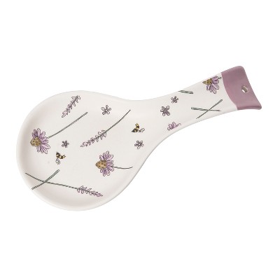 Transpac Dolomite 9 in. Multicolor Everyday Lavender and Lilac Spoon Resin