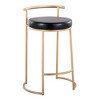 26" Faux Leather Contemporary Fixed-Height Round Counter Stool with Padded Seat and Metal Frame for Kitchen or Dining Room (Set of 2) - 2 of 4