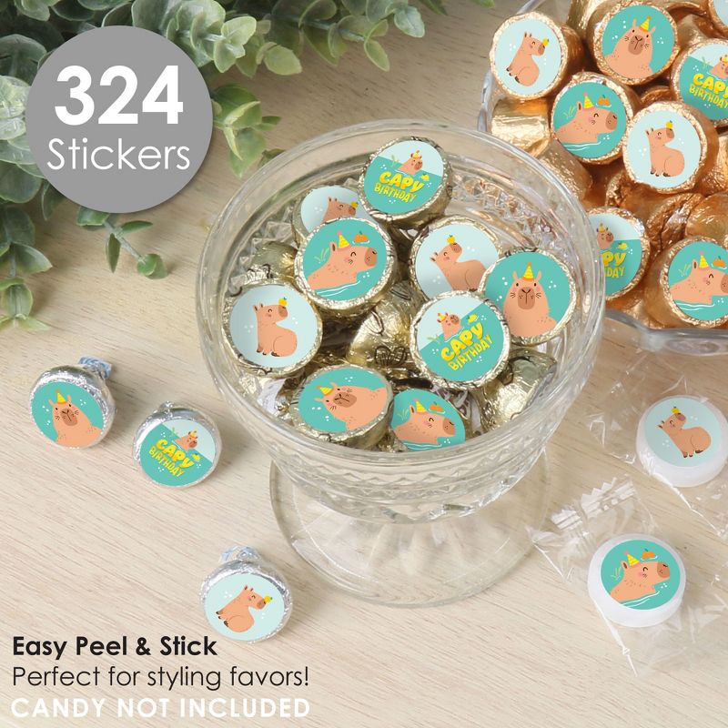 Big Dot of Happiness Capy Birthday - Capybara Party Small Round Candy Stickers - Party Favor Labels - 324 Count, 2 of 7
