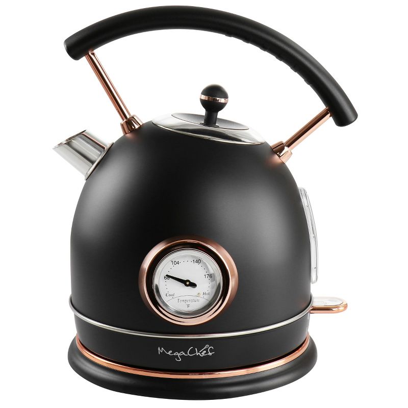 MegaChef 1.8 Liter Half Circle Electric Tea Kettle with Thermostat in Matte Black, 1 of 10
