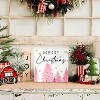 Pink Christmas Decor Wooden Box Decor Sign,Rustic Merry Christmas Signs for Bedroom Bathroom Home Office Desk Shelf Table Wall Decor - 4 of 4