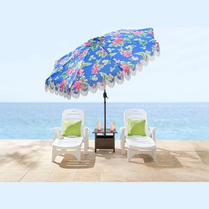 BrylaneHome 9' Tilt-N-Crank Umbrella With Fringe - 1 of 1