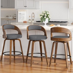 Gikpal Bar Stools, 26" Counter Height Barstools with Bentwood Legs, Swivel Counter Stools with Back, Modern Faux Leather Upholstered Bar Chairs - 1 of 4