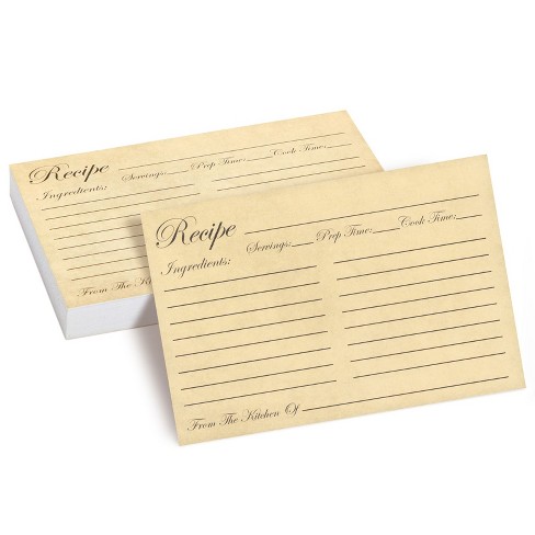 Juvale Recipe Cards Double Sided, 60-pack Bulk Vintage Index Cards 4x6 For  Cooking And Kitchen Organization, Restaurants, Cafes, Diners, Recipes :  Target