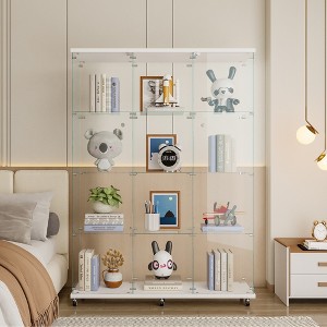 VYNXARIA Extra Large Glass Display Cabinet - 4 Shelves, Black Curio for Living Room & Office - 1 of 4