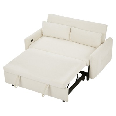 GlasFlength Seating Sets, Multifunctional with Pull-Out Bed, Ideal for Small Spaces, Includes Storage Compartment, Beige, 57.48"*32.28"*32.28"