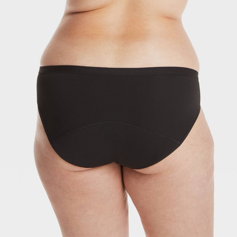 Hanes Women's 3pk Comfort Period and Postpartum Moderate Leak Protection Bikini Underwear - Black/Gray/Brown, 6 of 7