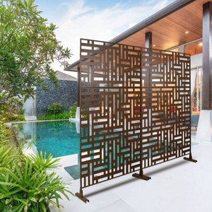 CAVINAS Patio Decorative Screen Metal Fence Privacy Screen with Striped Rectangle Pattern for Outside and Garden, 76" H×48" W - 1 of 4