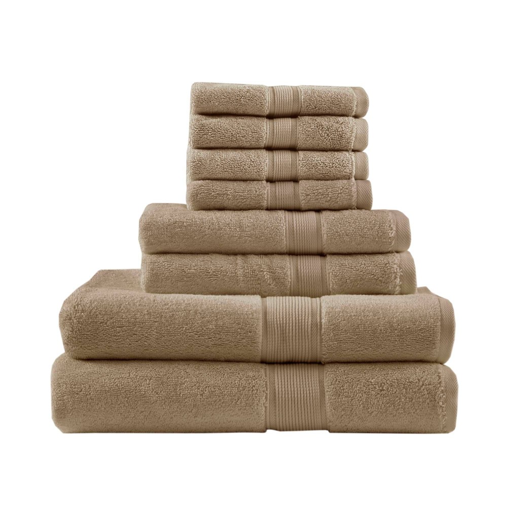 Madison Park 8pc 100% Cotton Highly Absorbent Bath Towel Set Taupe