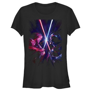 Juniors Womens Star Wars: Obi-Wan Kenobi Vader vs Kenobi Artistic Lightsaber Duel T-Shirt - 1 of 4