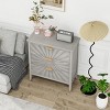 Modern Pine Legs 3 Drawer Storage Cabinet,Farmhouse Entryway Cabinet with 3 Drawers,Wooden Living Room Bedroom Nightstand Dresser-Coolbibila - 2 of 4