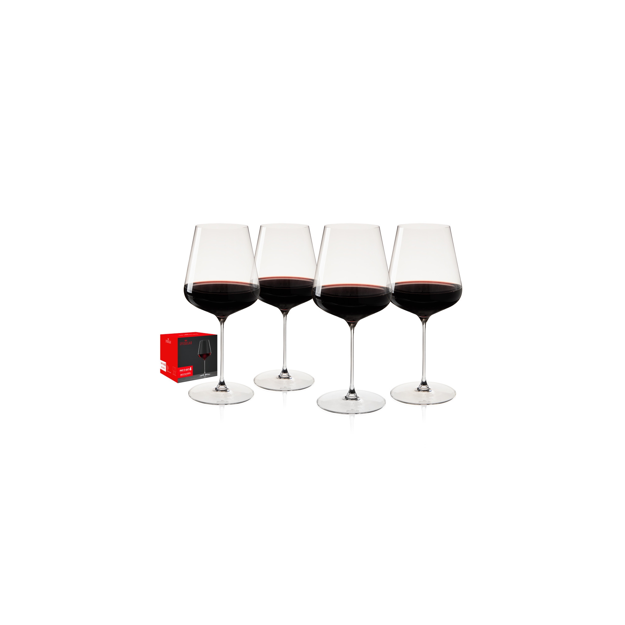 Spiegelau Definition Bordeaux Glass, Long Stem Red Wine Glasses for Wedding, Anniversary, Birthday Party, Dinner, Glassware, 26 oz, Set of 4